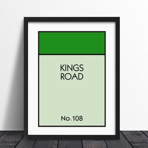 Personalised Monopoly Print Wall Art Poster Custom Property Home Decor Gift Idea Any Street Name Number Board Game Prints