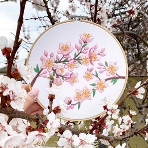 Cherry Blossom Hand Embroidery Pattern | Digital Download PDF | Contains Detailed Tutorials for Beginners