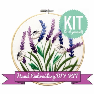 Lavender and White Daisy - Hand Embroidery KIT | 7 inches | Contains Detailed Instructions for Beginners