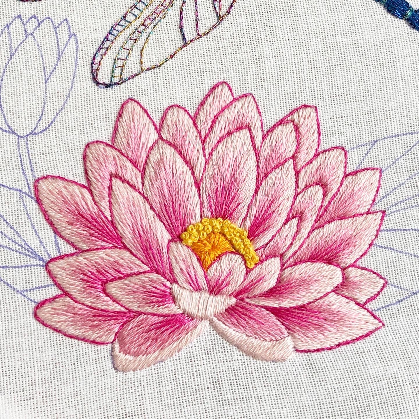 Dragonfly and Water Lily Hand Embroidery KIT Complete Video Etsy