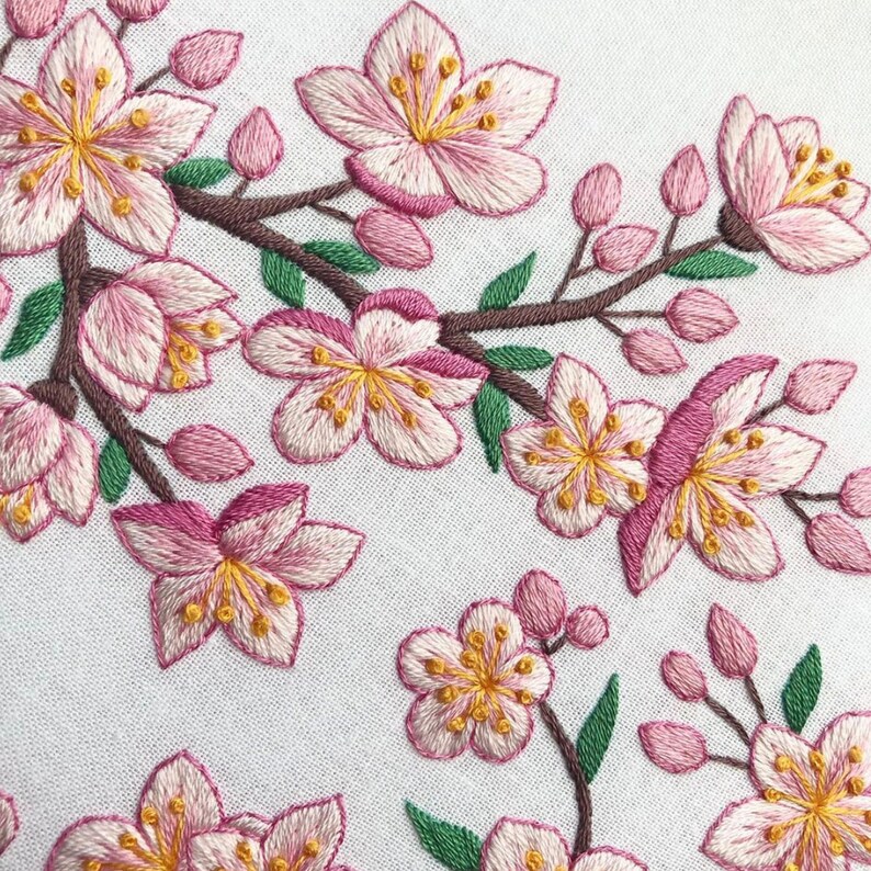 Cherry Blossom Hand Embroidery Pattern | Digital Download PDF ...