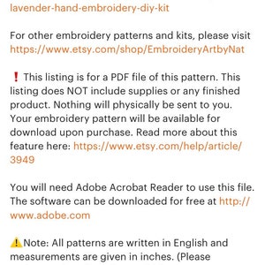 Hand Embroidery Pattern | Lavender | Digital Download PDF + Detailed ...