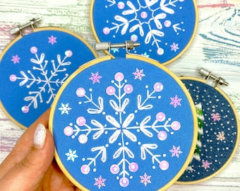 Set of 20 Snowflake Designs | Hand Embroidery Pattern PDF | Digital Download + Video Tutorials and Detailed Instructions for Beginners