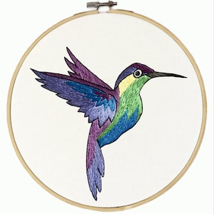 Hummingbird - Hand Embroidery Pattern | 7 inches | Digital Download PDF | Contains Detailed Tutorials for Beginners