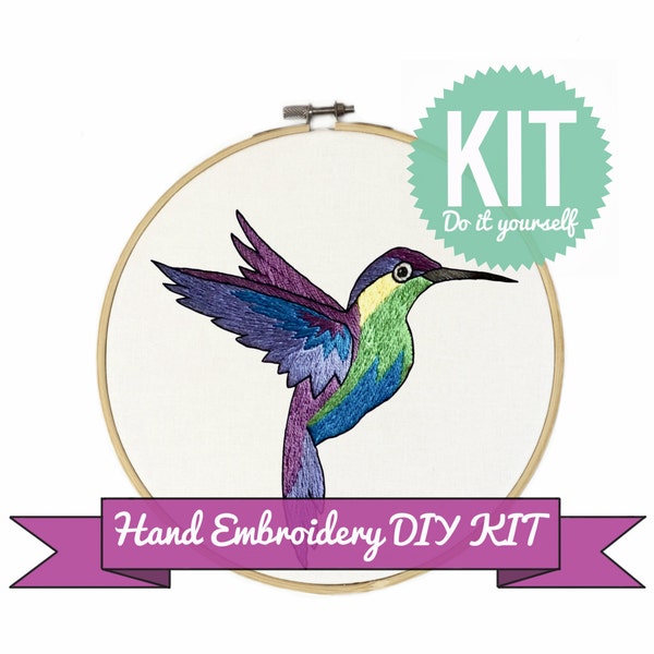 Hummingbird - Hand Embroidery KIT | 7 inches | Contains Detailed Instructions for Beginners