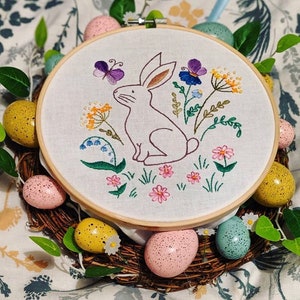 Hand Embroidery Pattern Easter Bunny Digital Download PDF Detailed ...