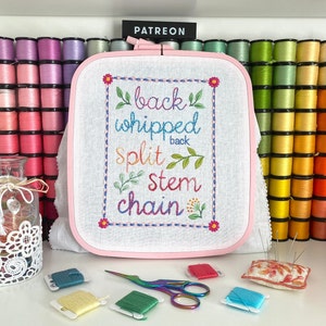 Lettering Sampler Page for Beginners, Hand Embroidery PDF Pattern + Video Tutorials | Embroidery Samplers Guide Book