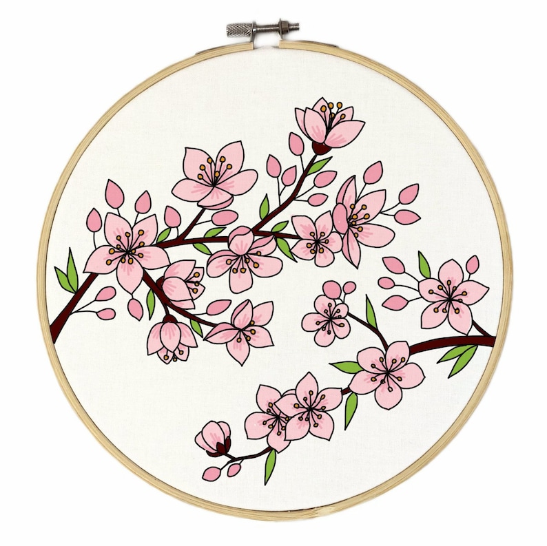 Cherry Blossom Hand Embroidery Pattern Digital Download PDF Etsy