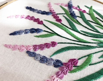 Hand Embroidery Pattern | Lavender | Digital Download PDF + Detailed Tutorials for Beginners