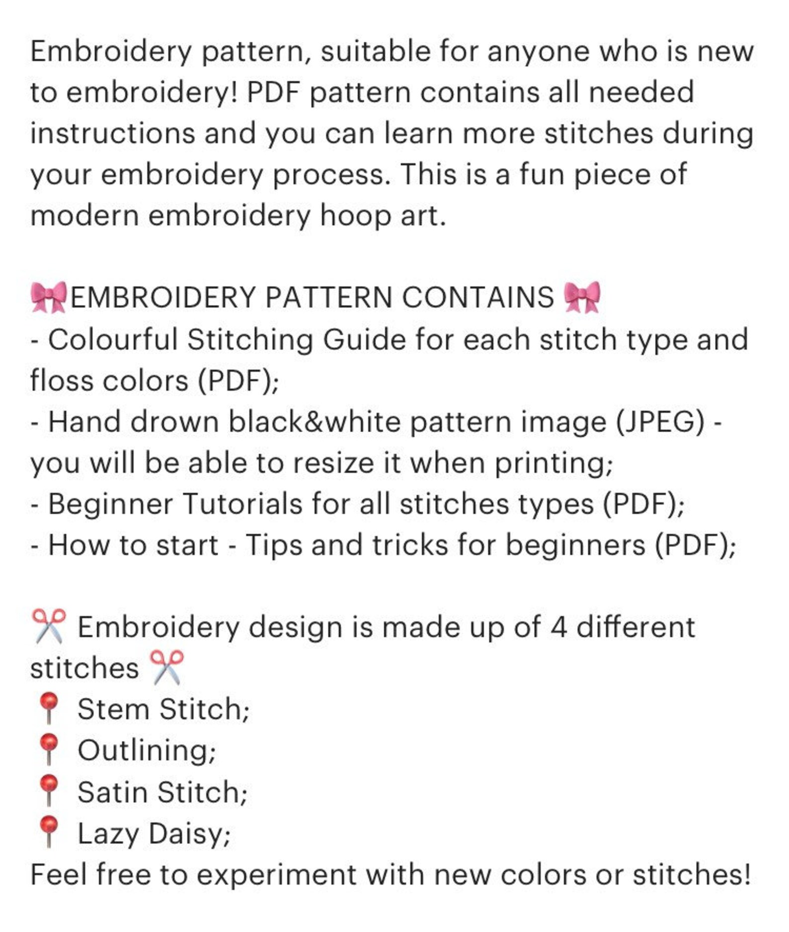Hand Embroidery Pattern | Lavender and White Daisy | Digital Download ...