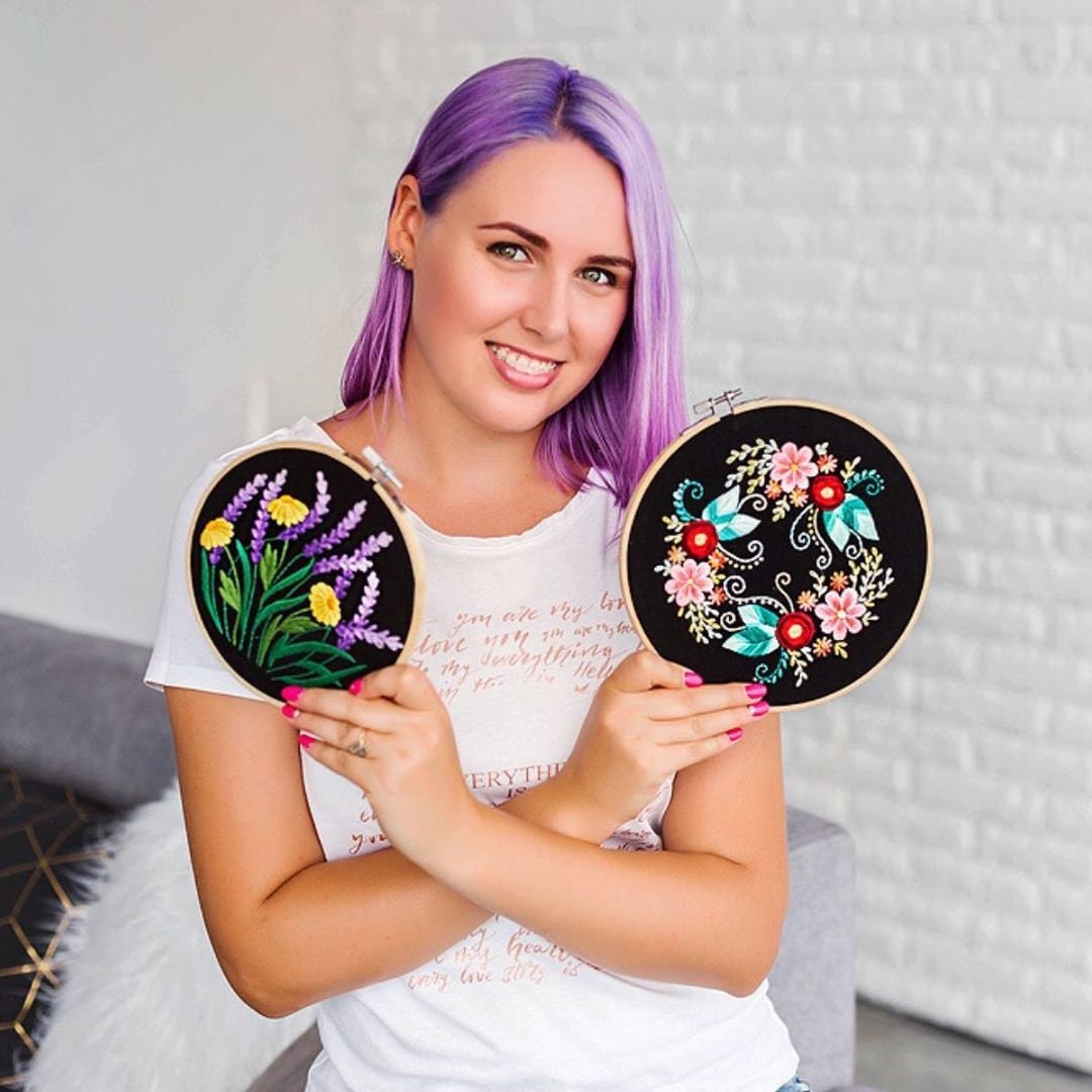 Lavender and Daisy Hand Embroidery Pattern | Black Version | Digital ...