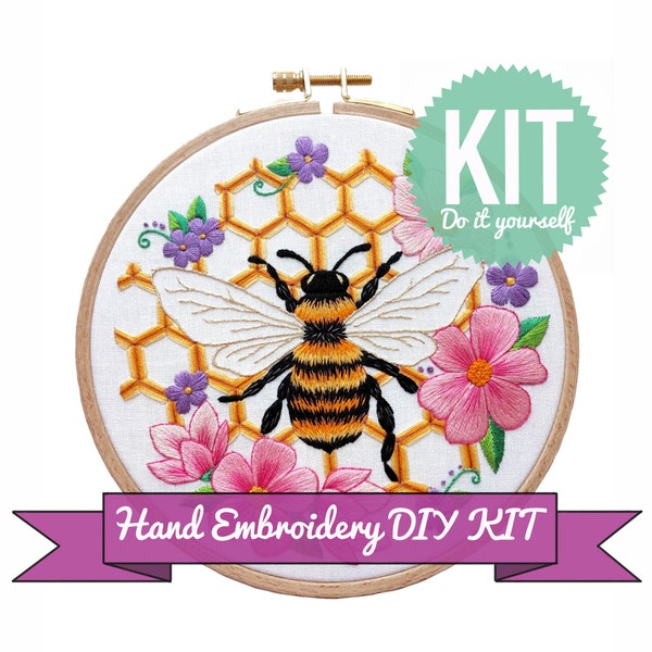 Queen Bee Hand Embroidery KIT + Complete Video Course and Tutorials for Beginners | 6 inches