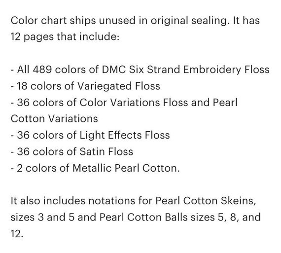 Dmc Color Variations Chart