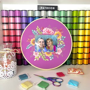 Floral Photo Frame - Hand Embroidery Pattern + Real-time Video Tutorials | Digital Download PDF