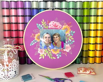 Floral Photo Frame - Hand Embroidery Pattern + Real-time Video Tutorials | Digital Download PDF
