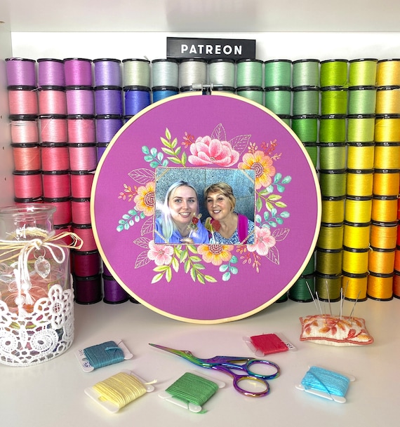 Floral Photo Frame - Hand Embroidery Pattern + Real-time Video Tutorials | Digital Download PDF