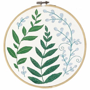 Green Leaves Hand Embroidery Pattern | Digital Download PDF | Contains Detailed Instructions for Beginners