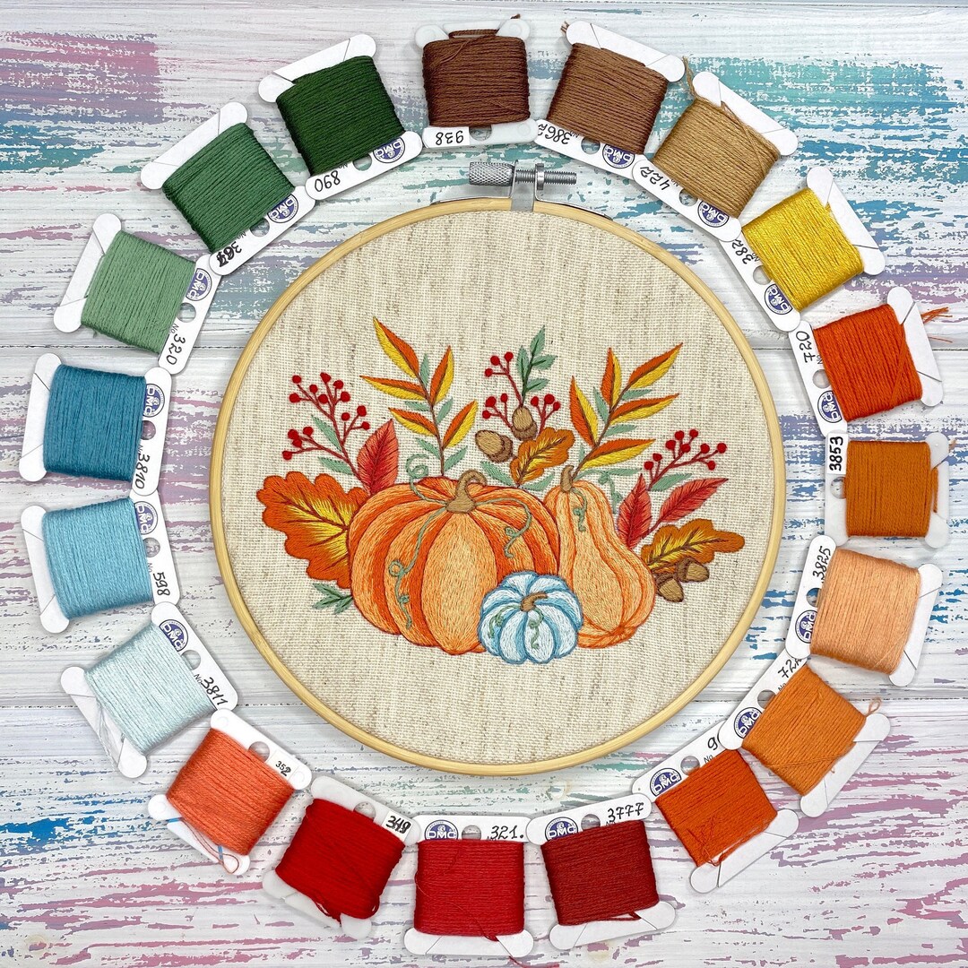 Hand Embroidery Pattern Autumn Pumpkins | PDF Pattern + Complete Video ...