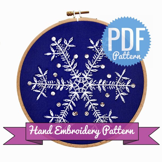 Snowflake Hand Embroidery Pattern Digital Download PDF | Etsy