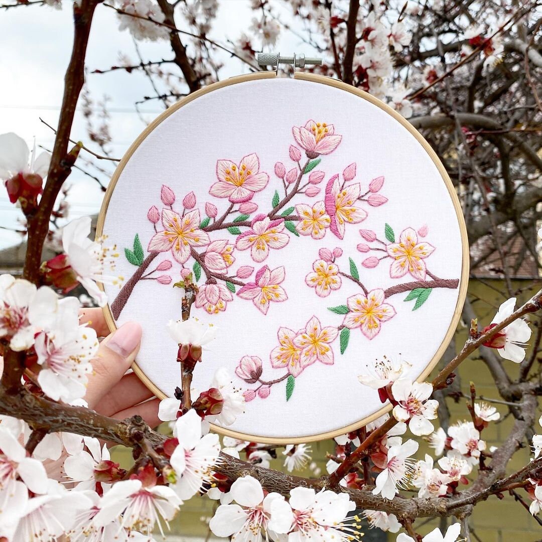 Cherry Blossom Hand Embroidery Pattern Digital Download PDF Etsy UK