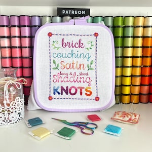 Lettering Sampler Page for Beginners, Hand Embroidery PDF Pattern + Video Tutorials | Embroidery Samplers Guide Book