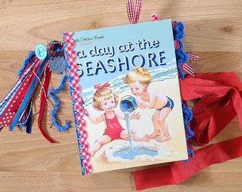 Beach Junk Journal/SummerJunk Journal/Handmade Gift/ Little Golden Book Journal/Gift for Friend