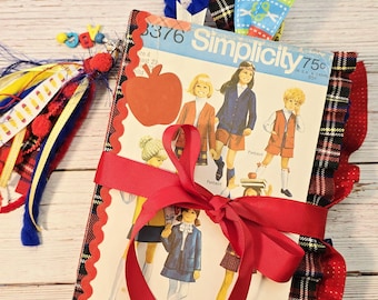 Back to School Junk Journal, Vintage Simplicity Pattern Book, Handmade