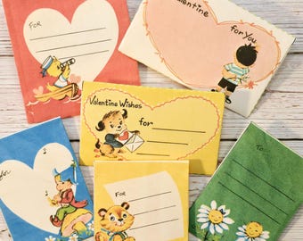 Vintage 1950's Valentine Envelopes Set of 6- Printable- Digital-No Physical Product