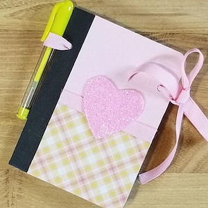 Valentine Gift/ Altered Mini Composition Notebook/Yellow and Pink/Teacher Gift/Gift for Her/Valentine&#39;s Day