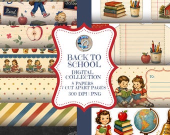 Back To School Digital Collection – 12x12 Digital Papers + Ephemera