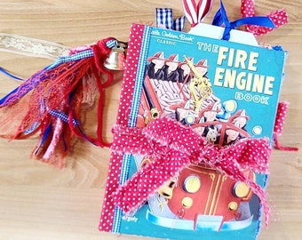 Fire Engine Junk Journal: Handmade Little Golden Book Journal