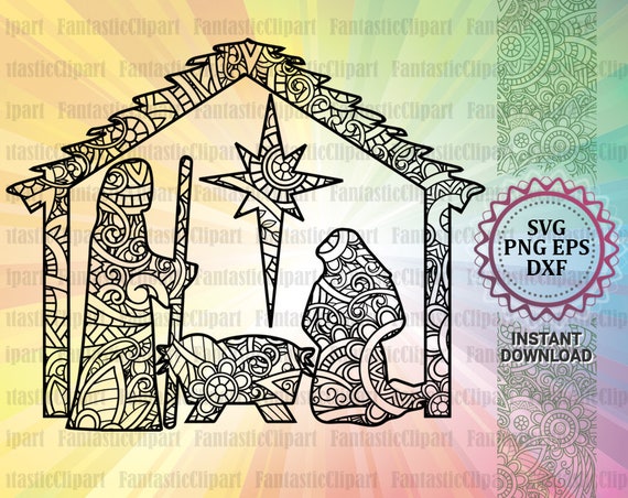Download Christmas Mandala Svg Nativity Svg Nativity Clipart Holy Etsy