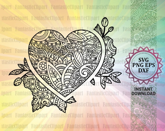 Download Heart Zentangle Svg Heart Mandala Svg Heart Clipart Heart Etsy