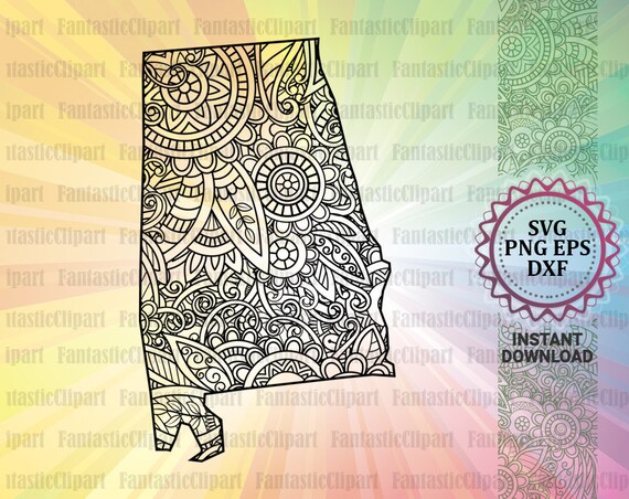 Download Alabama Zentangle Svg Alabama Mandala Svg Decal Alabama Etsy