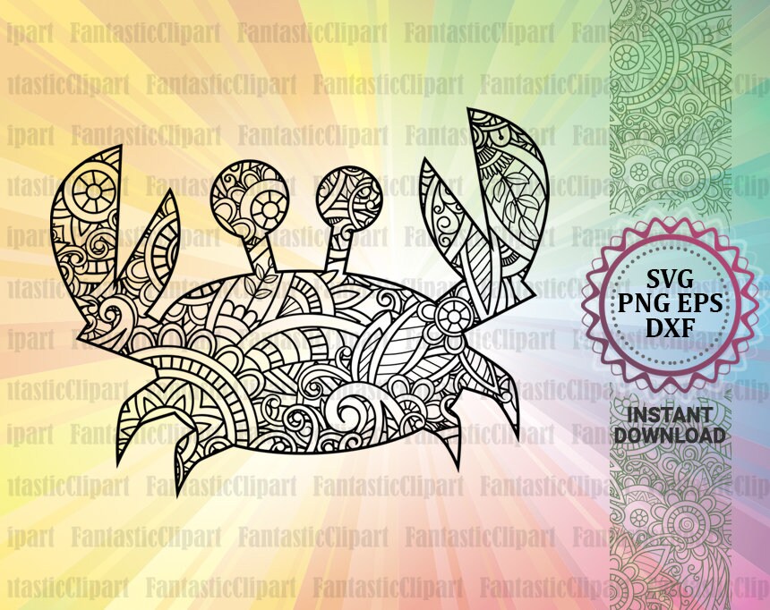 Crab Mandala Svg Crab Clipart Crab Cut Files Cricut Crab Etsy