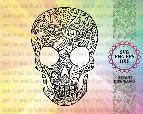 Download Skull Silhouette Svg Skull Zentangle Svg Skull Cut File Etsy