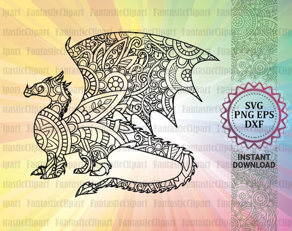Download Dragon Mandala Svg Dragon Clipart Dragon Silhouette Svg | Etsy