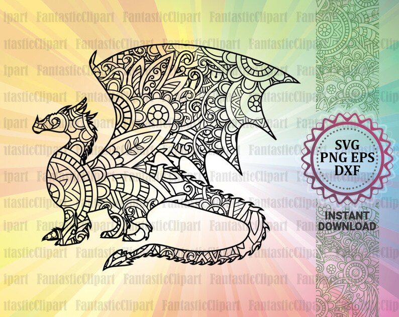 Dragon Mandala Svg Dragon Clipart Dragon Silhouette Svg | Etsy