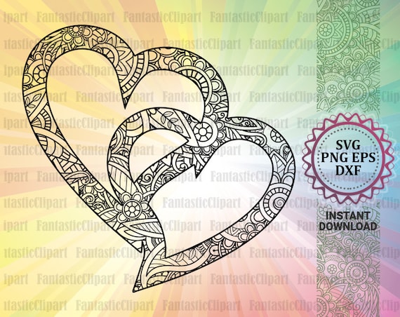 Download Two Heart Svg Two Heart Design Heart Mandala Svg Love Heart Etsy SVG, PNG, EPS, DXF File