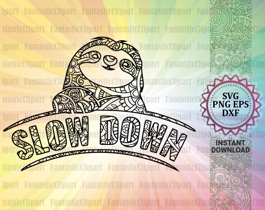 Download Sloth Svg Sloth Clipart Sloth Decal Sloth Mandala Art Etsy