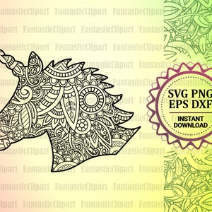 Download Unicorn Cut File Unicorn Mandala Svg Unicorn Zentangle Svg Etsy