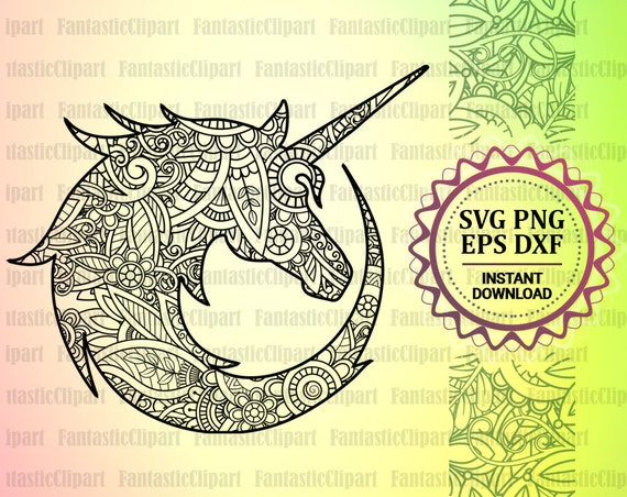 Download Unicorn Face Svg Png Unicorn Mandala Svg Unicorn Zentangle Etsy