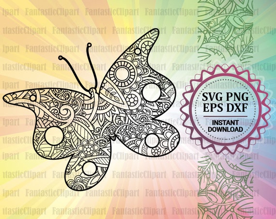 Butterfly Mandala Svg Butterfly Zentangle Svg Butterfly Etsy