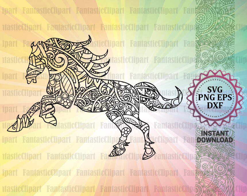 Download Running Horse Svg Horse Zentangle Svg Horse Mandala Svg Etsy
