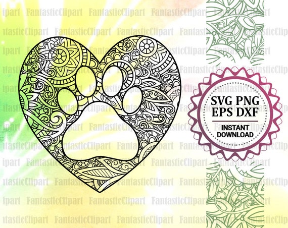Download Paw Mandala Svg Heart Paw Svg Paw Clipart Heart Paw Decal Etsy