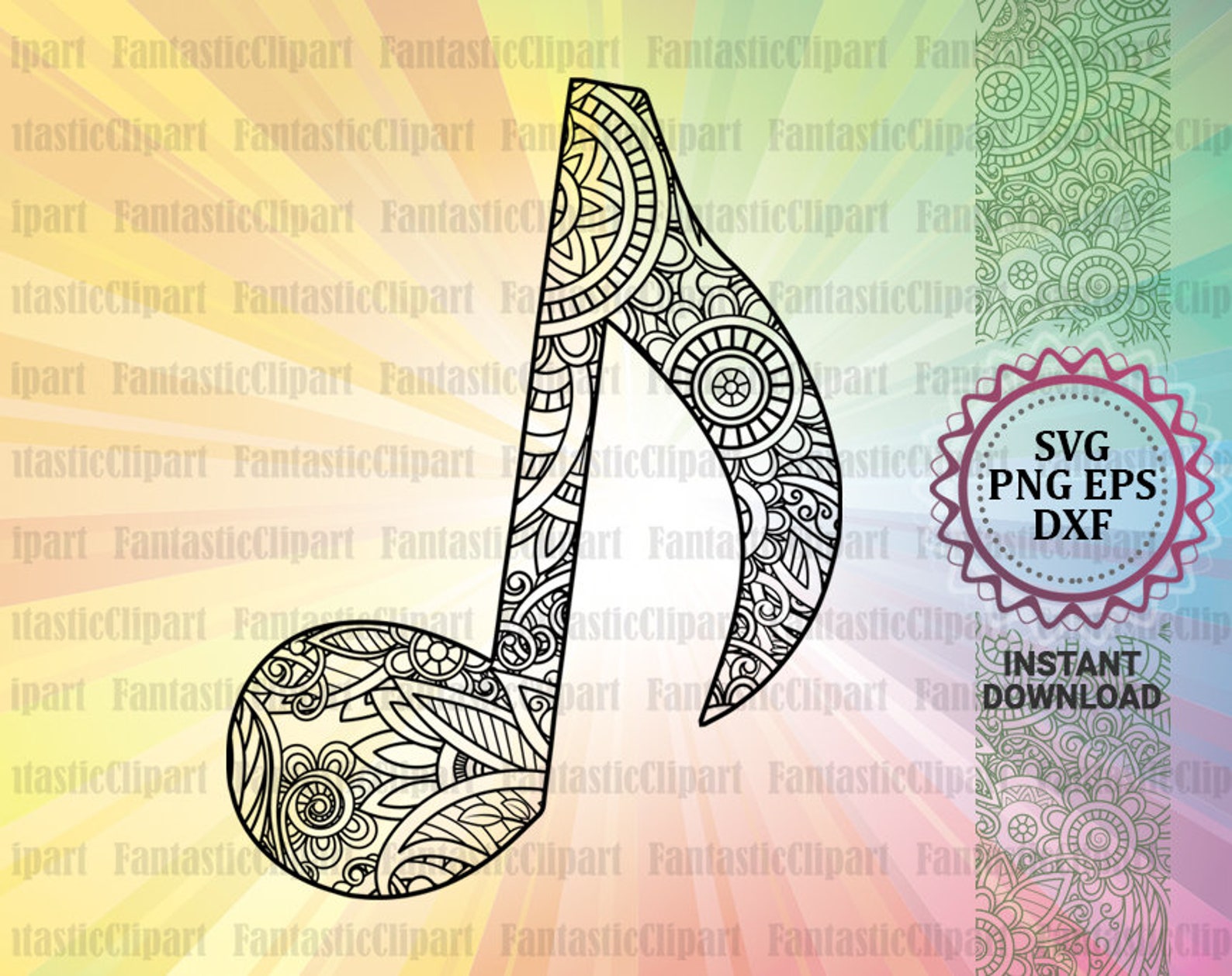 Music Notes Svg Music Notes Clipart Music Notes Mandala Art Etsy