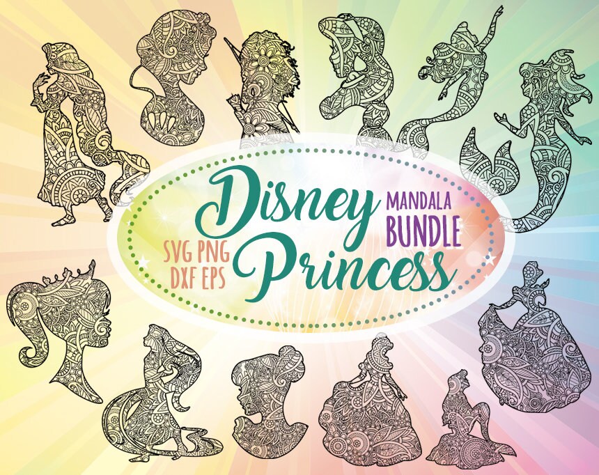 Disney Princess Bundle Svg Disney Princess Silhouette Svg Etsy