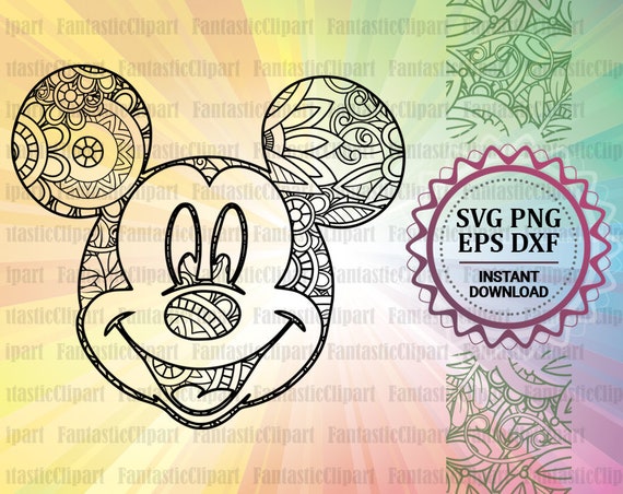 Download Mickey Mouse Svg Mickey Mouse Clipart Mickey Zentangle Etsy