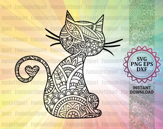 Download Cat Mandala Svg Cat Zentangle Svg Cat Decal Cat Tshirt Etsy