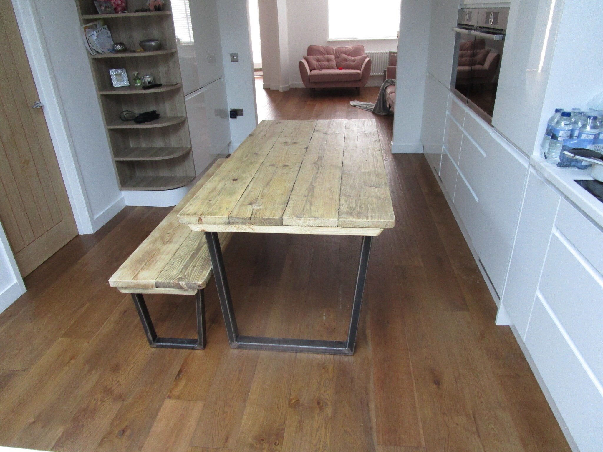 Mesa y banco industrial de madera recuperada costumbre hecha | Etsy